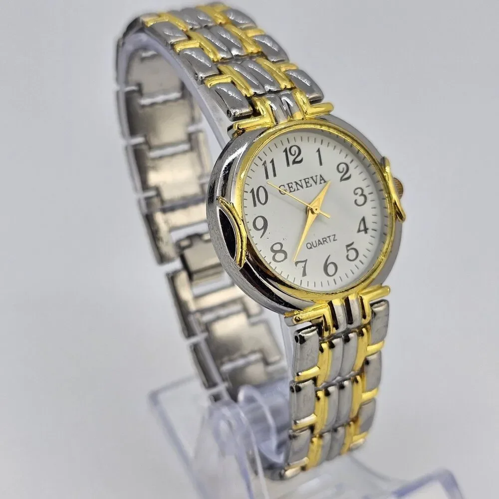 32MM Women's Watch‎ White Dial Gold Gray Bracelet Band 7.5